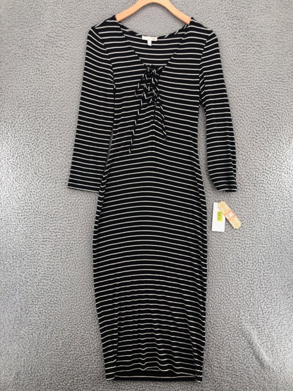 Gianni Bini Dress Womens Small Black Ivy Queen Striped Midi Bodycon T Shirt NWT